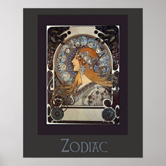 Zodiac Woman van Alphonse Mucha - kunst Poster (Voorkant)