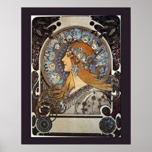 Zodiac Woman van Alphonse Mucha - kunst Poster