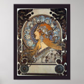 Zodiac Woman van Alphonse Mucha -  kunst Poster (Voorkant)