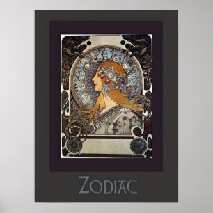 Zodiac Woman van Alphonse Mucha - kunst Poster