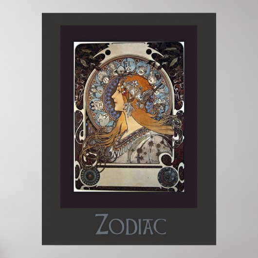 Zodiac Woman van Alphonse Mucha -  kunst Poster (Voorkant)