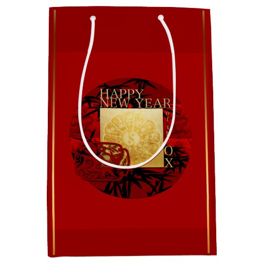 Zodiac Yin Yang Bamboo Chinese Ox 2021 MGB Medium Cadeauzakje (Voorkant)