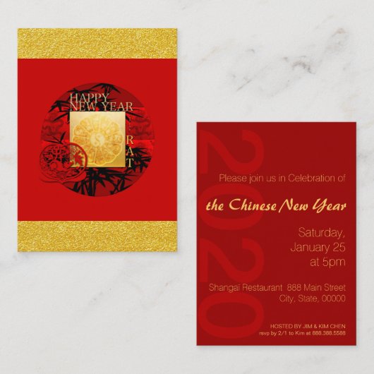 Zodiac Yin Yang Bamboo Chinese Rat Year 2020 Enc C Informatiekaartje (Voorkant / Achterkant)