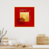 Zodiac Yin Yang Rat Papercut Chinees jaar 2020 SqP Poster (Keuken)