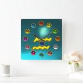 ZODIACALE ZIJDE AQUARIUS AFDRUKTE KLEURSTONEN VIERKANTE KLOK (Huis)