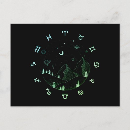 Zodiace Wheel Mountain Landscape Briefkaart (Voorkant)