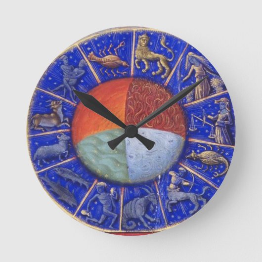 ZODIACELE SIGNALEN MET VIER ELEMENTEN RONDE KLOK (Voorkant)
