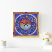 ZODIACELE SIGNALEN MET VIER ELEMENTEN VIERKANTE KLOK (Huis)