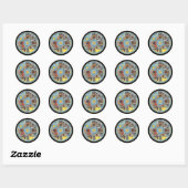 Zodiacirkel met astrologische symbolen en tarotkaa ronde sticker (Vel)