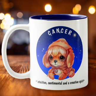Zodiackanker Schattigee Waterverf aangepaste naam Tweekleurige Koffiemok