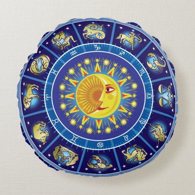 Zodiacs Rond Kussen (Voorkant)