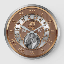 Zodiafoto Bronze Silver Birth Monogram Leo Lion Grote Klok