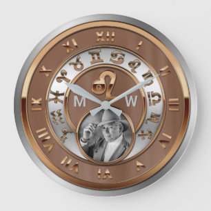 Zodiafoto Bronze Silver Birth Monogram Leo Lion Grote Klok
