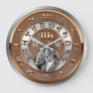 Zodiafoto Bronze Silver Birthday Monogram Virgo Grote Klok