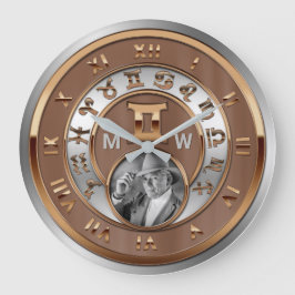 Zodiafoto Bronze Silver Monogram Gemini Twins Grote Klok