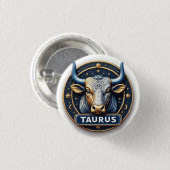 ♉ Zodiak Stier Gouden Embleem Aura  ♉ Ronde Button 3,2 Cm (Voorkant /achterkant)