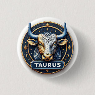 ♉ Zodiak Stier Gouden Embleem Aura ♉ Ronde Button 3,2 Cm