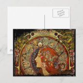 Zodiak Woman van Mucha Briefkaart (Voorkant / Achterkant)