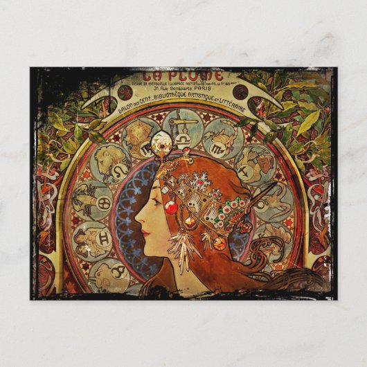 Zodiak Woman van Mucha Briefkaart (Voorkant)
