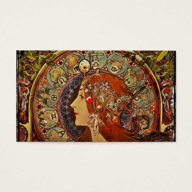 Zodiak Woman van Mucha Visitekaartje (Voorkant)
