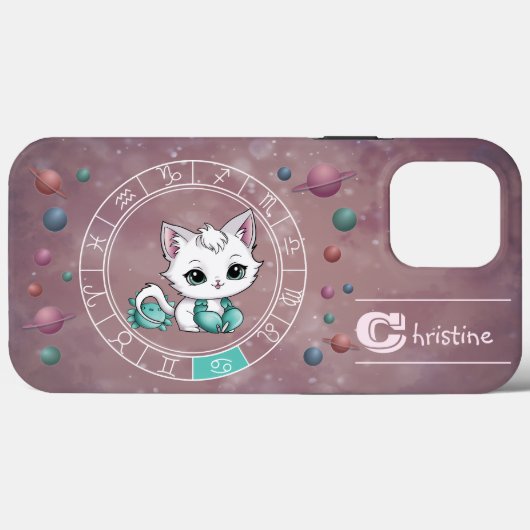 Zodiakkanker Schattige Cat Wheel Planet Astrologie Case-Mate iPhone Case (Achterkant (horizontaal))