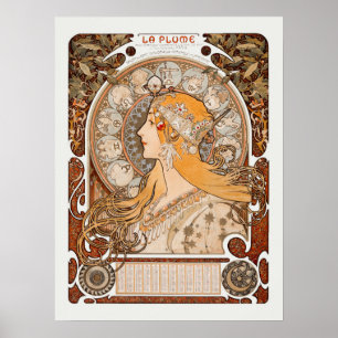Zodiaque of La Plume Alphonse Mucha Art Nouveau Poster