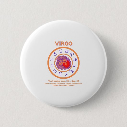 Zodiasignalering - VIRGO Ronde Button 5,7 Cm (Voorkant)