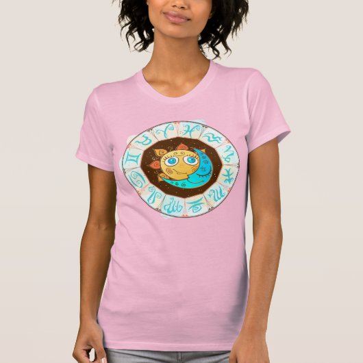 Zodiasymbolen met Sun Moon Doodles T-shirt (Voorkant)
