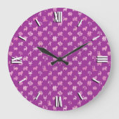 Zodiasymbolen, middelgrote paarse achtergrond grote klok (Voorkant)
