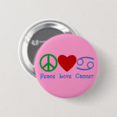 Zodiasymbool voor vredesliefdeskanker ronde button 5,7 cm (Voorkant /achterkant)