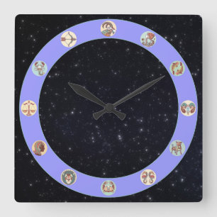 Zodiasymbool w/sterren vierkante klok