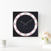 Zodiasymbool w/sterren vierkante klok (Huis)