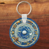Zodiawiel Astrology Celestial Blue Antiek Gold Sleutelhanger (Achterkant)