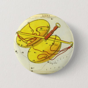  zodische astrologie-schelp-constellatie ronde button 5,7 cm