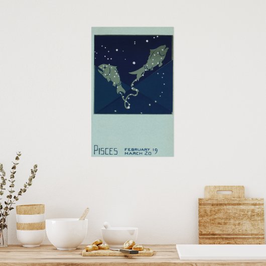 zodische strologie Pisces Fish Constellation Poster (Keuken)