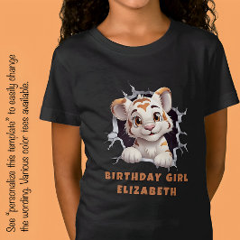 Zoe Adorable Tijgerwelp Die uit Gat gluurt Oranje T-shirt