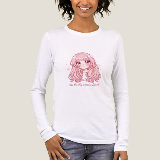 Zoe Anime Valentijns Trui Tri-Blend Shirt (Voorkant volledig)