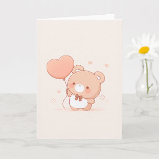 Zoe bear met hartballon wenskaart kaart