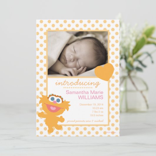 Zoe Birth Announcement Aankondiging (Staand voorkant)