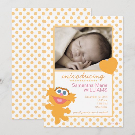 Zoe Birth Announcement Aankondiging (Voorkant / Achterkant)