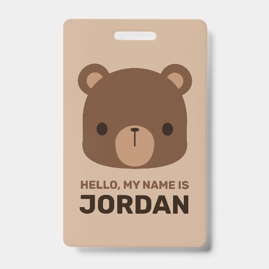 Zoe Bruine Beer met Gepersonaliseerde Naam Badge (Voorzijde)