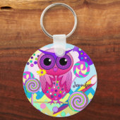 Zoe Cadeau Uil, Lolly's & Naam Keyring Sleutelhanger (Voorkant)