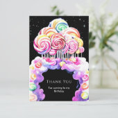 Zoe Cadeaubord Candyland Verjaardag Bedankkaart (Staand voorkant)