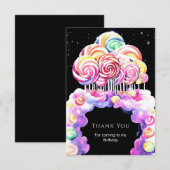 Zoe Cadeaubord Candyland Verjaardag Bedankkaart (Voorkant / Achterkant)