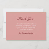 Zoe cat en cadeaus | Roze verjaardagsfeestje Bedankkaart (Achterkant)