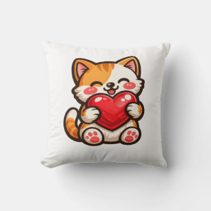 Zoe Cat Hart – Kawaii Kat Knuffel Rode Hart, Knip Kussen