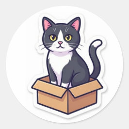 Zoe Cat In Kartonnen Doos Sticker Grappige Kat