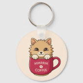 Zoe Cat in Koffiekopje Aangepaste Tekst Sleutelhanger (Achterkant)