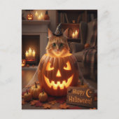 Zoe Cat in Pompoen Halloween voor Kattenliefhebber Briefkaart (Voorkant)