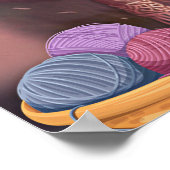 Zoe Cat in Roze Breien Muts en Sjaal Yarn Art Poster (Hoek)